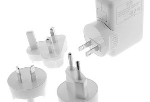 a white adapter with four plugs