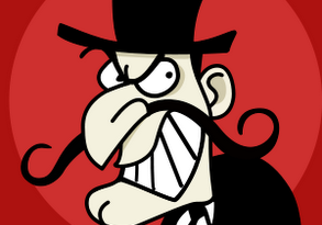 cartoon man with a mustache and top hat