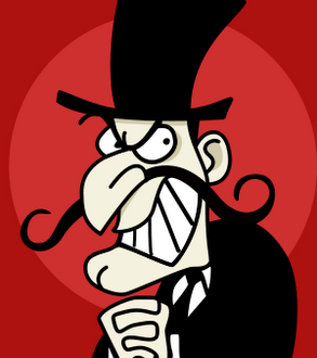 cartoon man with a mustache and top hat