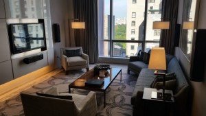 a living room with a couch and a coffee table