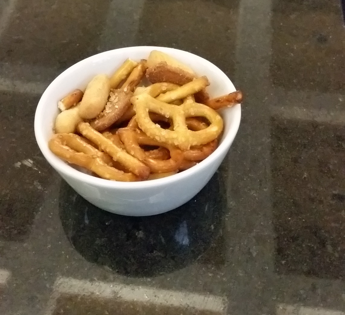 a bowl of pretzels