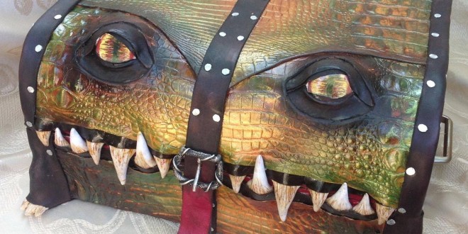a box with a crocodile face