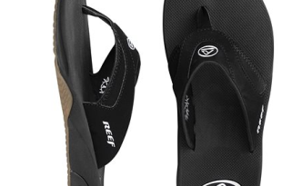 a pair of black flip flops