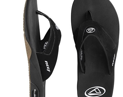 a pair of black flip flops