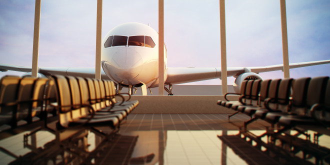 an airplane in an airport
