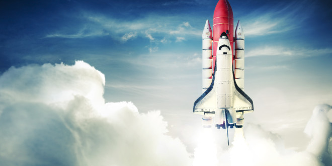 a space shuttle taking off