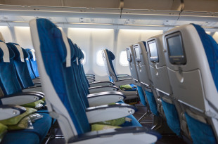 a row of seats in an airplane