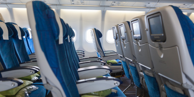 a row of seats in an airplane
