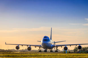 a plane on the runway