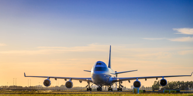 a plane on the runway