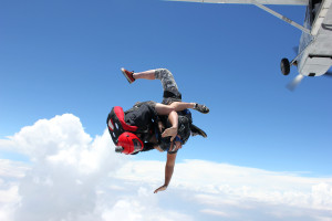 a person skydiving in the air