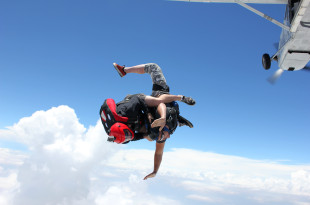 a person skydiving in the air