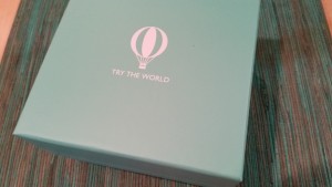 a blue box with a logo on it