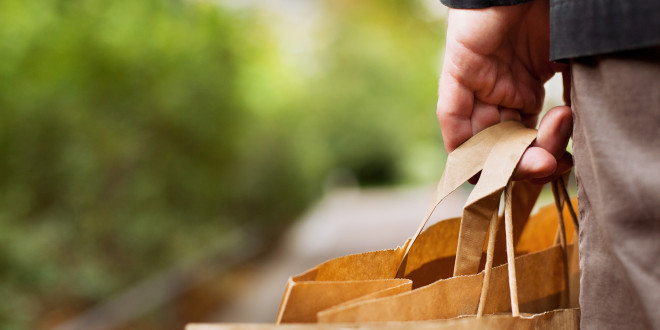a person holding a brown bag