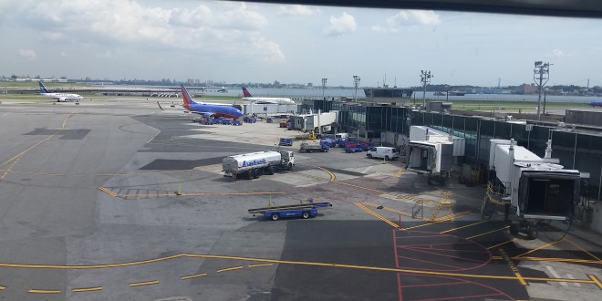 a plane parked at an airport