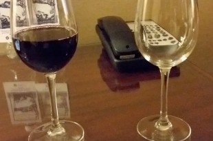 two wine glasses on a table