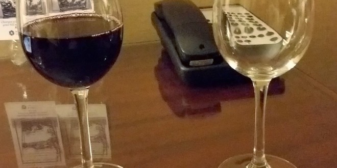 two wine glasses on a table