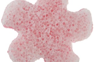 a pink and white sponge