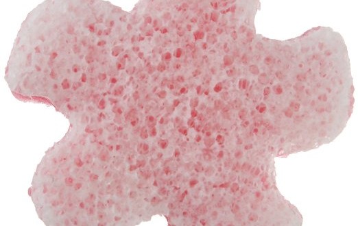 a pink and white sponge