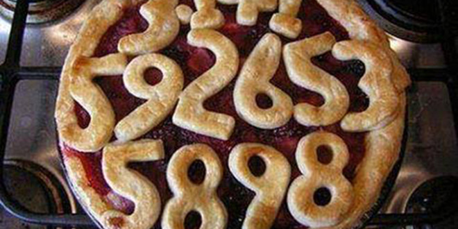 a pie with numbers on it