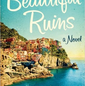 a book cover with a city on a cliff
