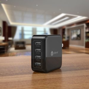 Clever BoostCube Universal 40W 4 Port USB Wall Charger with SmartID Tech and Foldable Plug