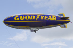 a blimp in the sky