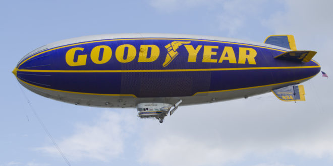 a blimp in the sky