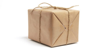 a package wrapped in brown paper