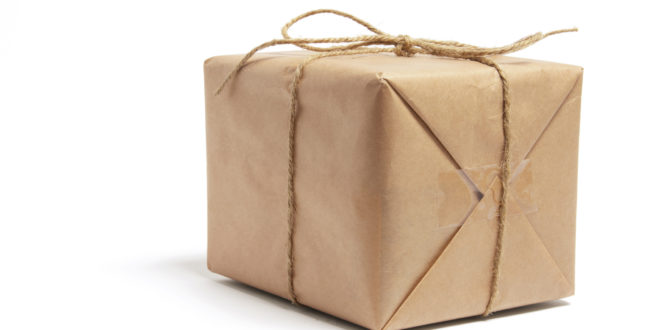 a package wrapped in brown paper