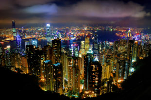 Victoria Peak skyline at night