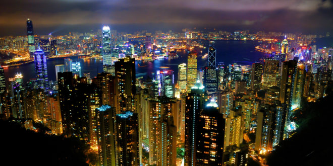 Victoria Peak skyline at night