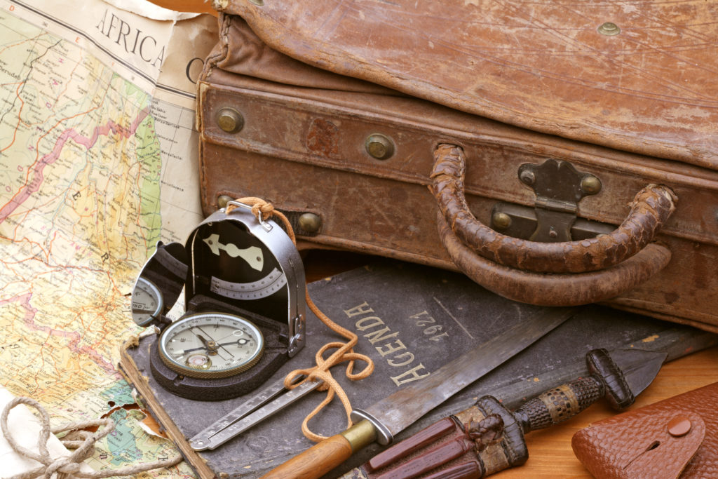 travel suitcase world compass