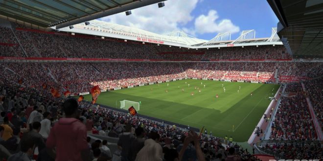 a football stadium with people in the stands