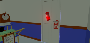 a door with a red light on it