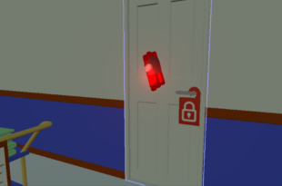 a door with a red light on it