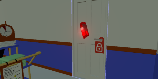 a door with a red light on it