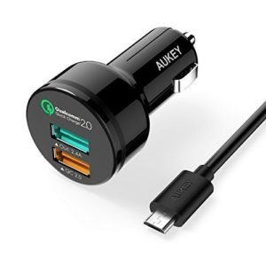 a black usb charger with a cord