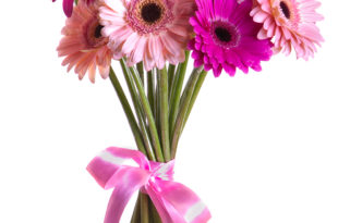 a bouquet of pink and purple flowers