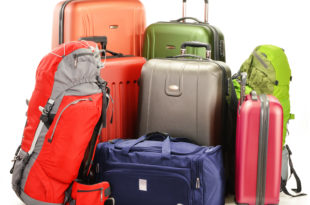 a group of luggage bags