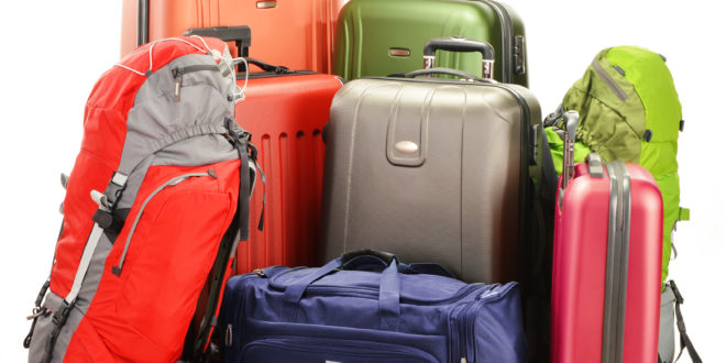 a group of luggage bags