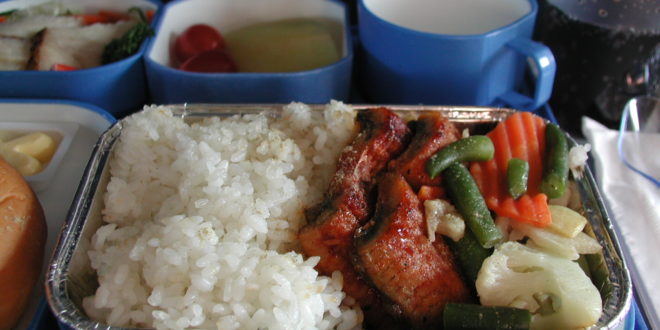 a tray of food with different containers