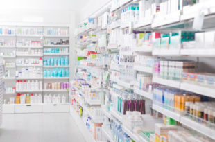 shelves of products on shelves in a store