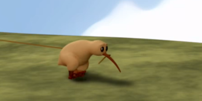 cartoon animal on a grass field