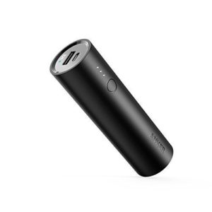 a black power bank with a white background