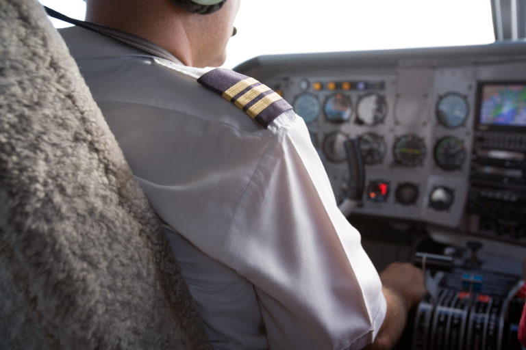 a pilot in a cockpit