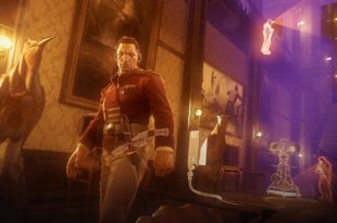 a video game screen of a man in a red jacket