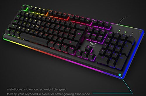 a black keyboard with rainbow colored lights