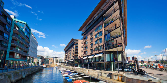 a canal with boats in it