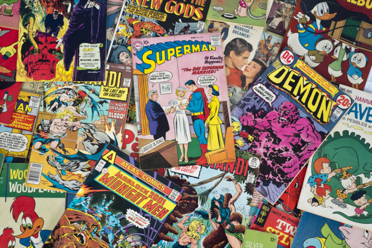 a group of comic books